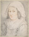 Half-figure of a Woman, Jacob Matham  Netherlandish, Black and red chalk on vellum; lined