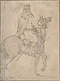 A Hungarian Horseman, Roelandt Savery  Flemish, Black chalk, watercolor