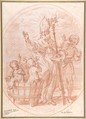 Saint Nicholas of Bari Resuscitating Three Children Discovered in a Tub of Brine, Giovanni Agostino Ratti  Italian, Red chalk; verso rubbed in red chalk