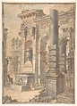 Design for a Painted Wall Decoration, Francesco Stagni  Italian, Pen and brown and gray ink, brush and colored wash