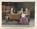 Priest and Two Men Seated at a Table, Giuseppe Signorini Italian, Watercolor