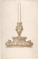 Design for a Candlestick, Ottavio Strada, Pen and brown ink, brush and brown wash, over black chalk