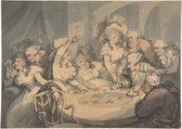 A Gaming Table at Devonshire House, Thomas Rowlandson British, Pen and ink, brush and wash, watercolor