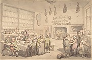 The Squire's Kitchen, Thomas Rowlandson British, Pen and brown ink, brush and brown wash, watercolor