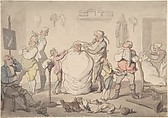 The Barber's Shop, Thomas Rowlandson  British, Watercolor, pen and ink