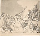 Study for "A charm for democracy, reviewed, analyzed, and destroyed January 1, 1799" (recto and verso), Thomas Rowlandson  British, Pen and gray ink, brush and gray wash, over graphite (recto); graphite (verso)