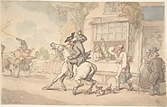 Dr. Syntax with a Balky Horse Before an Inn, Thomas Rowlandson  British, Watercolor, pen and ink