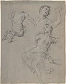 Studies for the Figure of a Centaur and a Nymph, Francesco Trevisani Italian, Black chalk, highlighted with white chalk, on blue-gray washed paper