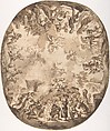 Design for an Oval Ceiling with Four New Testament Scenes, Bartolommeo Tarsia Italian, Pen, brown ink and wash