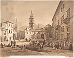 The Main Square in Andria (Bari), Achille Vianelli (Viennelly) Italian, Pen and brown ink, brush and brown wash, over graphite