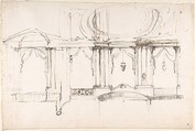 Design for a Theater Interior, Luigi Vanvitelli Italian, Pen and brown ink over freehand graphite and ruled construction lines in graphite