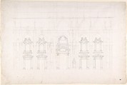 Detail study for the façade of Milan cathedral, Luigi Vanvitelli Italian, Pen and black ink over freehand graphite and compass and ruled construction lines in graphite