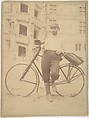Ernest Flagg, with Bicycle, in front of the Château de Blois, Ernest Flagg  American, Photograph mounted on card