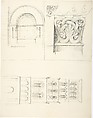 Romanesque Arched Recess, Column Capital, and Tower, Angoulême, Ernest Flagg  American, Graphite