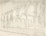 Courtyard of a French Gothic Church recto); bust-length Portrait of a Man (verso), Ernest Flagg (American, Brooklyn, New York 1857–1947), Graphite