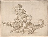 Allegory of Africa, from "The Four Continents", Anonymous, Netherlandish, 16th century ? Netherlandish, Pen and brown ink, brush and brown wash, squared in black chalk