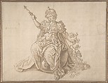Allegory of Europe, from "The Four Continents", Anonymous, Netherlandish, 16th century ? Netherlandish, Pen and brown ink, brush and brown wash, squared in black chalk