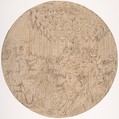 Banquet in an Arbor, Anonymous, Netherlandish, 16th century Netherlandish, Pen and brown ink, graphite. Incised. Verso rubbed in red chalk