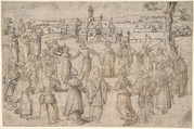 A Country Dance, Anonymous, Netherlandish, 16th century, Pen and brown and black ink, traces of black chalk