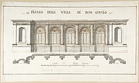 Side Elevation of the Villa of Pope Julius [III.], Pietro Paolo Coccetti (Cocchetti)  Italian, Pen and brown ink, brush and gray wash, over ruling in graphite