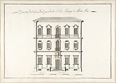 Design of the Side Elevation for the Casino of the Villa Patritj [Patritii] at Porta Pia, Pietro Paolo Coccetti (Cocchetti)  Italian, Pen and brown ink, brush and gray wash, over ruling in graphite