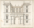 Façade of Palazzo Muti at Piazza SS. Apostoli in Rome, Pietro Paolo Coccetti (Cocchetti) Italian, Pen and brown ink, brush and gray wash, over traces of ruling in graphite