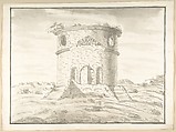Perspective of a Rendering Round Temple in Ruins (probably Tempio della Speranza), Pietro Paolo Coccetti (Cocchetti) Italian, Pen and black-brown ink, brush and gray wash, over traces of ruling in graphite