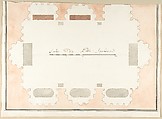 Plan of a Columbarium, Pietro Paolo Coccetti (Cocchetti) Italian, Pen and brown ink, brush with ochre, gray and brown wash, over ruling in graphite