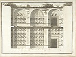 Section (Interior Elevation) of a Columbarium, Pietro Paolo Coccetti (Cocchetti) Italian, Pen and brown ink, brush and gray wash, over traces of ruling in graphite