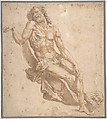 Study for Christ in The Entombment, Bartolomeo Neroni (Il Riccio) Italian, Brush and brown wash, over black chalk