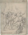 Massacre of the Innocents, Anonymous, Italian, Roman-Bolognese, 17th century  Italian, Black chalk, brush and gray wash, highlighted with white gouache on light blue laid paper faded to gray-brown