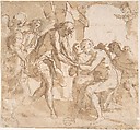 Descent of Christ into Limbo, Anonymous, Italian, 16th century  Italian, Pen and brown ink, brush and brown wash, over black chalk on cream paper