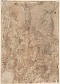 Crucifixion, Anonymous, Italian, 16th century Italian, Pen and brown ink, over brush and brown wash, on buff paper