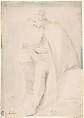 Man Seated, Writing on His Knee, Anonymous, Italian, 16th century Italian, Pen and ink, brush and blue gray wash