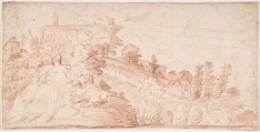 Landscape, Giovanni Larciani ("Master of the Kress Landscapes")  Italian, Red chalk