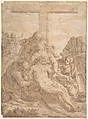 Descent from the Cross, Pasquale Ottino (Pasqualotto)  Italian, Pen and brown ink, brush and brown wash on buff paper