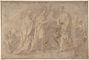 The Marriage of the Virgin (Lunette), Giorgio Picchi, the Younger Italian, Pen and brown ink, brush and brown wash over black chalk on light brown paper