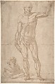 Study of Anatomy (A Youth Drawing an Ecorché of a Standing Man), Anonymous, Italian, 16th to early 17th century  Italian, Pen and brown ink, brush and gray-brown wash, over traces of black chalk or leadpoint