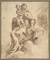 Madonna and Child on Clouds, Anonymous, Italian, 16th century  Italian, Pen and brown ink