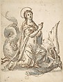 Saint Margaret and the Dragon, Anonymous, Italian, 16th century  Italian, Pen and brown ink, brush and gray wash.