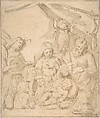 The Holy Family with Angels, Anonymous, Italian, 16th century Italian, Pen and brown ink, brush and light brown wash