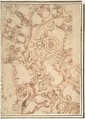 Ceiling Decoration, Anonymous, Italian, 16th century Italian, Pen and brown ink over red chalk
