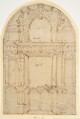 Design for a Wall with Two Windows, Anonymous, Italian, 16th century Italian, Pen and brown ink