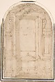 Window, Anonymous, Italian, 16th century  Italian, Pen and brown ink, brown wash