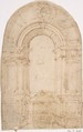 Design for Window, Anonymous, Italian, 16th century Italian, Pen and brown ink