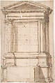 Architectural Frame for Altar, Anonymous, Italian, 16th century (Italian, active Central Italy, ca. 1550–1580), Pen and brown ink, washed