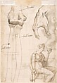 Architectural Sketches and a Figure (recto); Figure and Anatomical Sketches (verso), Anonymous, Italian, 16th century (Italian, active Central Italy, ca. 1550–1580), Pen and brown ink, brown wash