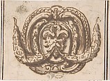 Ornament for Cartouche, Anonymous, Italian, 16th century  Italian, Pen and brown ink, washed
