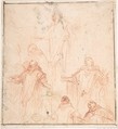 Studies of a Monk in Ecstasy, Anonymous, Italian, Roman-Bolognese, 17th century, Red chalk on light tan paper
