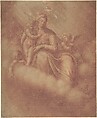 Madonna and Child Among the Clouds, Anonymous, Italian, 16th century  Italian, Red chalk, stumped and blended, brush and brown wash, with traces of white gouache (?) highlighting, on cream-colored paper